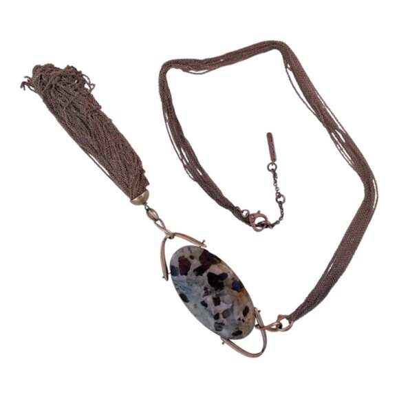 Kenneth Cole Oval Black Tourmaline Gold-Tone Tassel Pendant Necklace - Picture 10 of 10